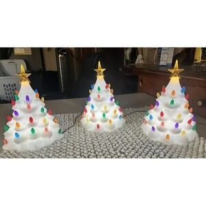 Mr. Christmas Set of 3 Illuminated Nostalgic Trees White‎ Multi Indoor/Outdoor